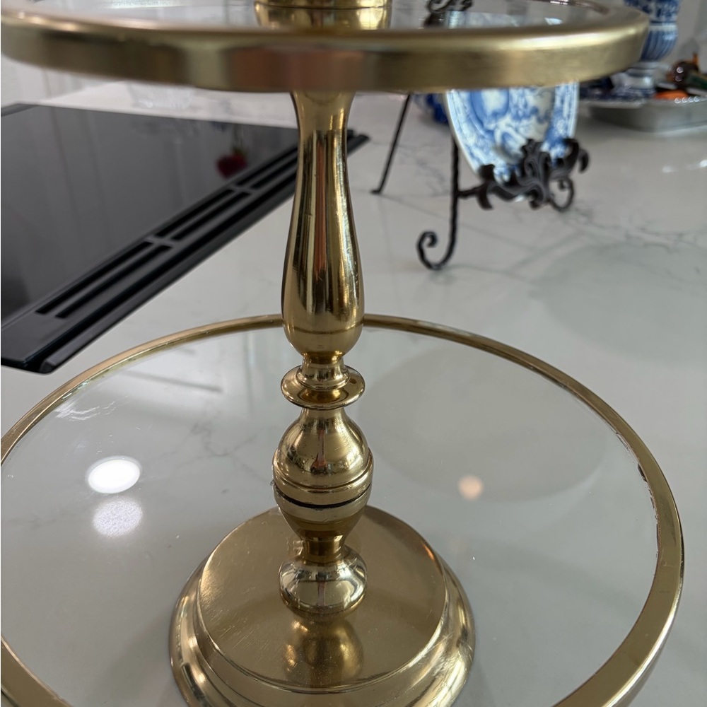 Anathasia Elegant Gold Two-Tier Serving Stand - Picture 4 of 7